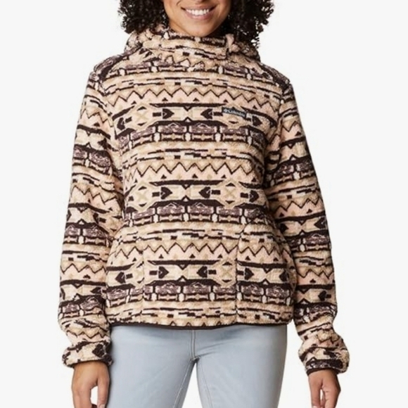 Columbia West Bend Western Fuzzy Hoodie New Cinder 80s Stripe Print Size XXL - Picture 1 of 11